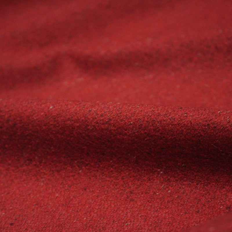 Tissu lainage tweed rouge faux - uni - Fabrication française - tissuspipi.com