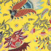 Tissu coton fin imprimé INDIENNES, jaune aux fleurs et motifs indiens multicolores - tissuspipi.com