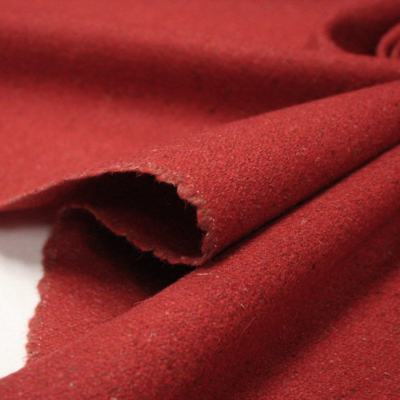 Tissu lainage tweed rouge faux - uni - Fabrication française - tissuspipi.com