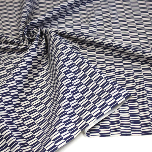 Tissu cotonnade motif japonais YAGASURI, flèches bleues & écrues - tissuspipi.com