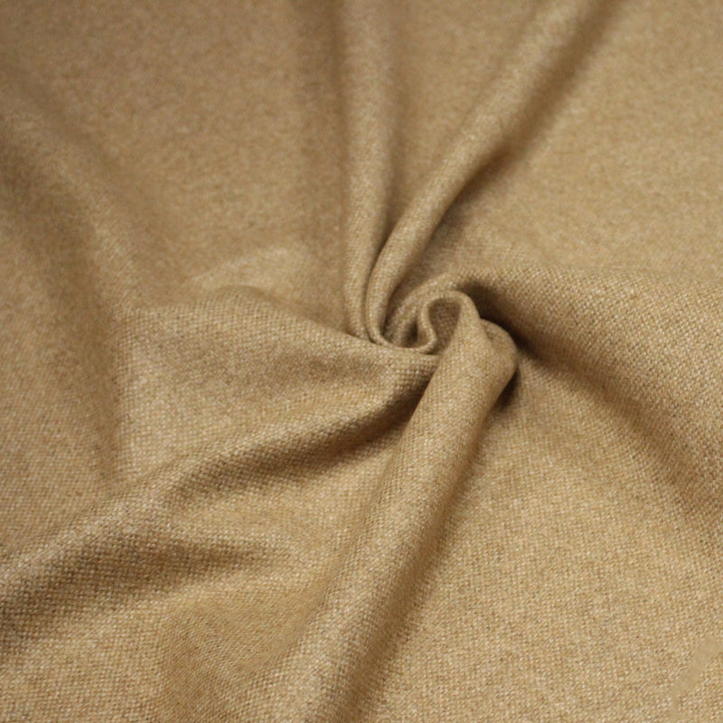 Tissu lainage tweed ocre faux - uni - Fabrication française - tissuspipi.com