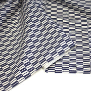 Tissu cotonnade motif japonais YAGASURI, flèches bleues & écrues - tissuspipi.com