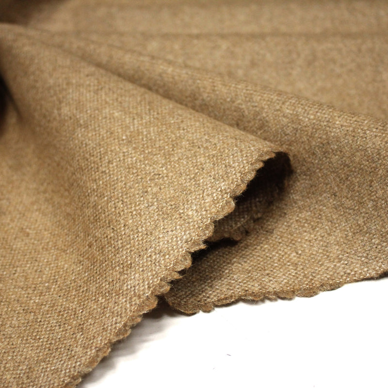 Tissu lainage tweed ocre faux - uni - Fabrication française - tissuspipi.com