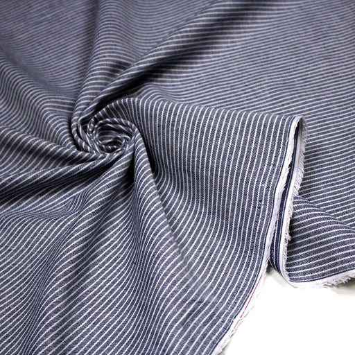 Tissu Chambray coton rayé : 4 couleurs dispo ! Marine, ciel, gris, noir - tissuspipi.com