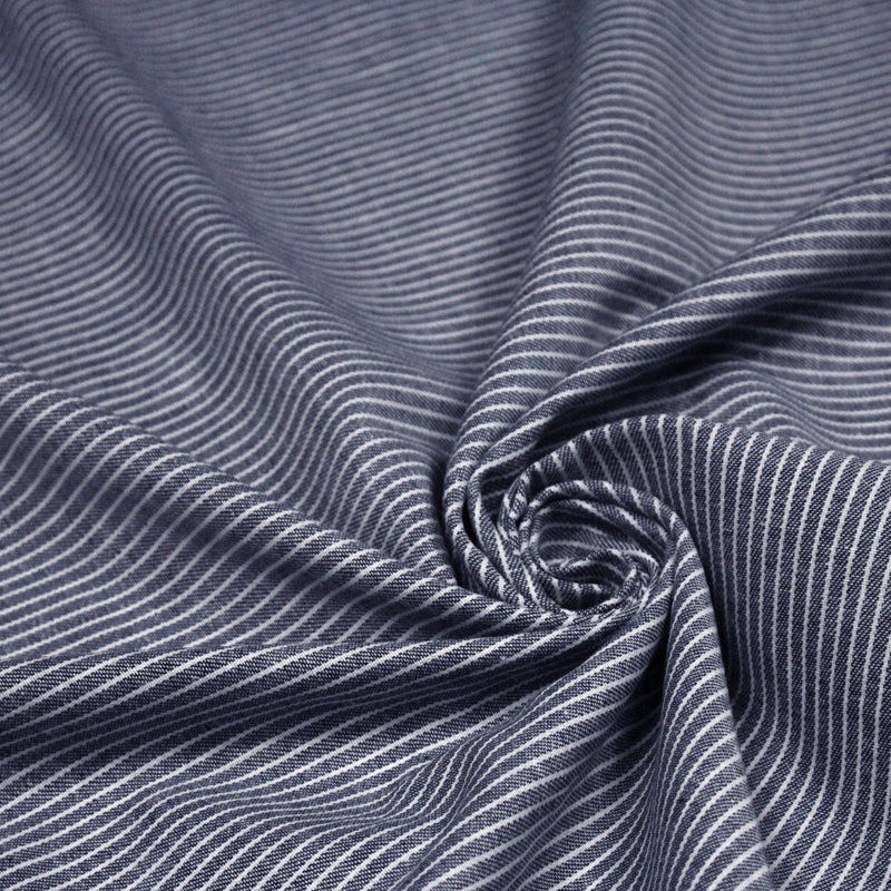 Tissu Chambray coton rayé : 4 couleurs dispo ! Marine, ciel, gris, noir - tissuspipi.com