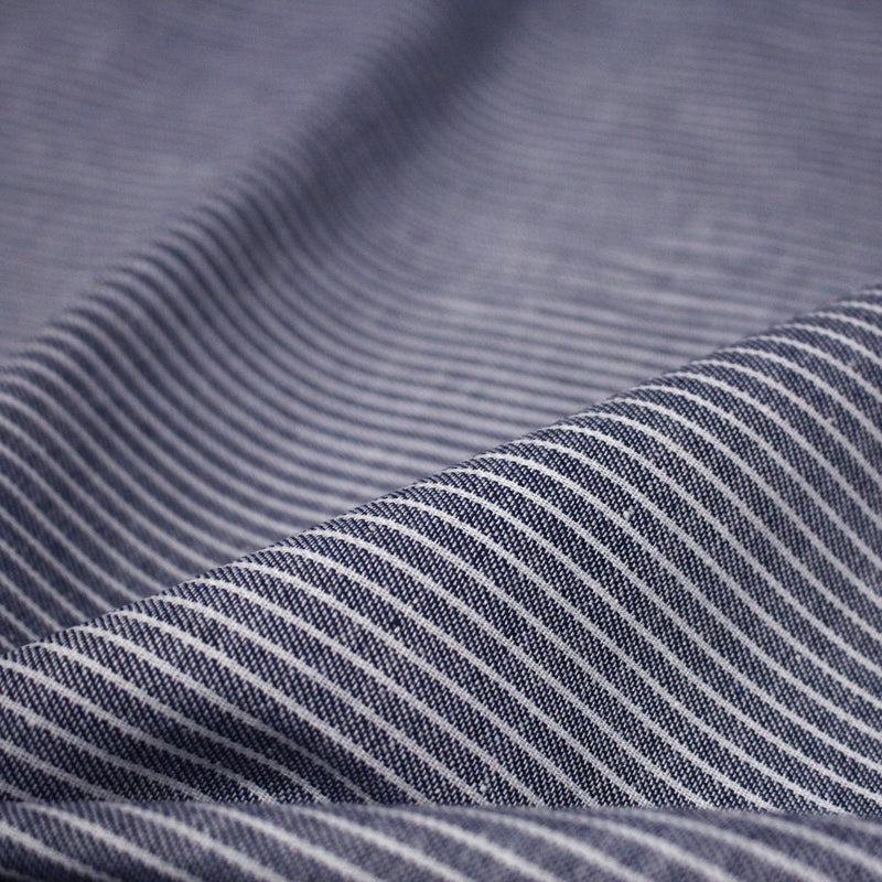 Tissu Chambray coton rayé : 4 couleurs dispo ! Marine, ciel, gris, noir - tissuspipi.com