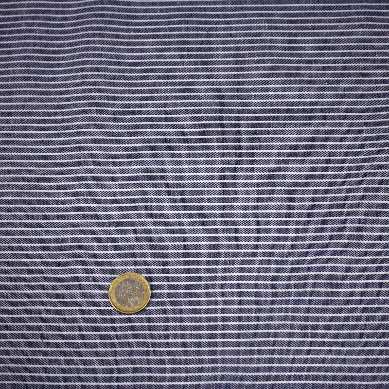 Tissu Chambray coton rayé : 4 couleurs dispo ! Marine, ciel, gris, noir - tissuspipi.com