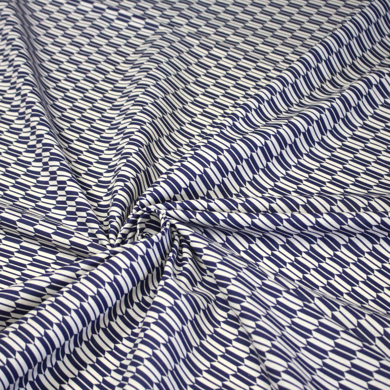 Tissu cotonnade motif japonais YAGASURI, flèches bleues & écrues - tissuspipi.com