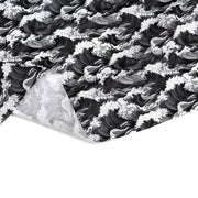 Tissu cotonnade motif japonais de la vague Kanagawa d’Hokusai, tons noirs & blancs - OEKO - TEX - tissuspipi.com