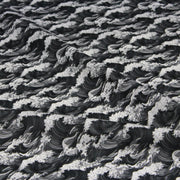 Tissu cotonnade motif japonais de la vague Kanagawa d’Hokusai, tons noirs & blancs - OEKO - TEX - tissuspipi.com