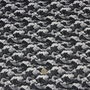 Tissu cotonnade motif japonais de la vague Kanagawa d’Hokusai, tons noirs & blancs - OEKO - TEX - tissuspipi.com