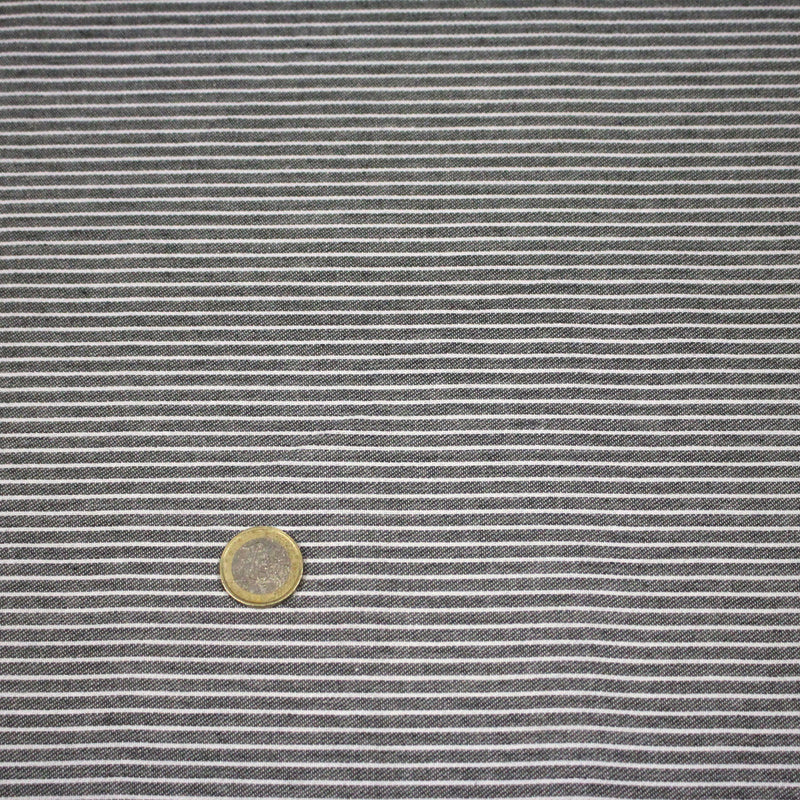 Tissu Chambray coton rayé : 4 couleurs dispo ! Marine, ciel, gris, noir - tissuspipi.com