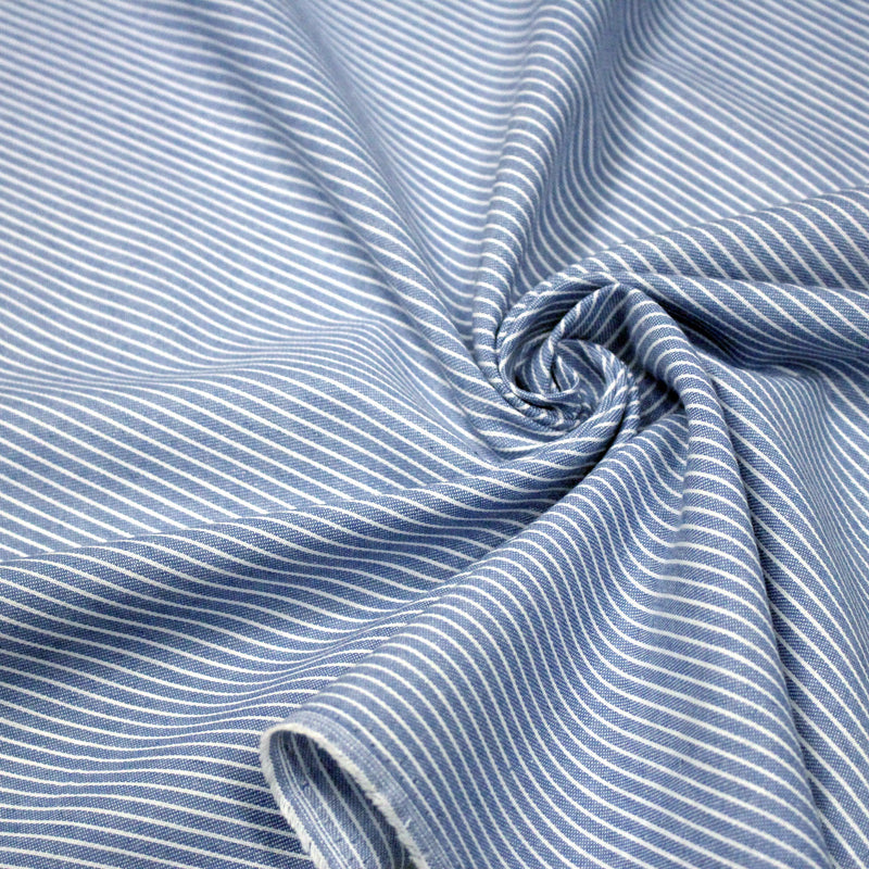 Tissu Chambray coton rayé : 4 couleurs dispo ! Marine, ciel, gris, noir - tissuspipi.com