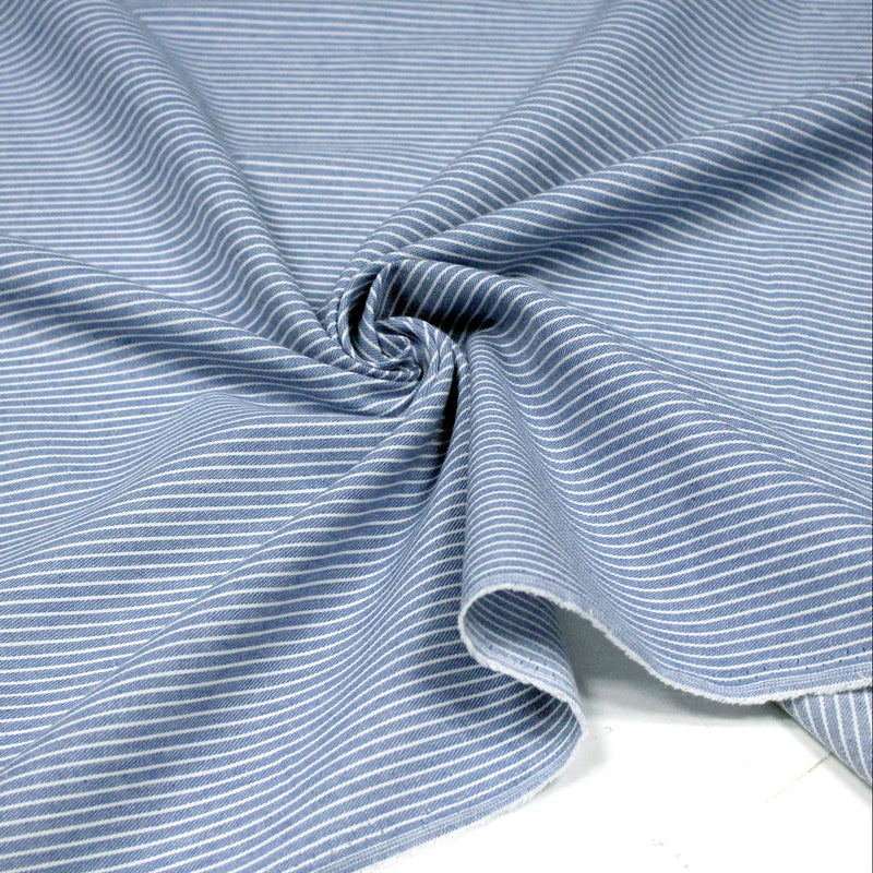 Tissu Chambray coton rayé : 4 couleurs dispo ! Marine, ciel, gris, noir - tissuspipi.com