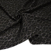 Tissu DENIM brut coton, imprimé motif léopard : trois couleurs dispo : noir / vert kaki / chocolat - tissuspipi.com