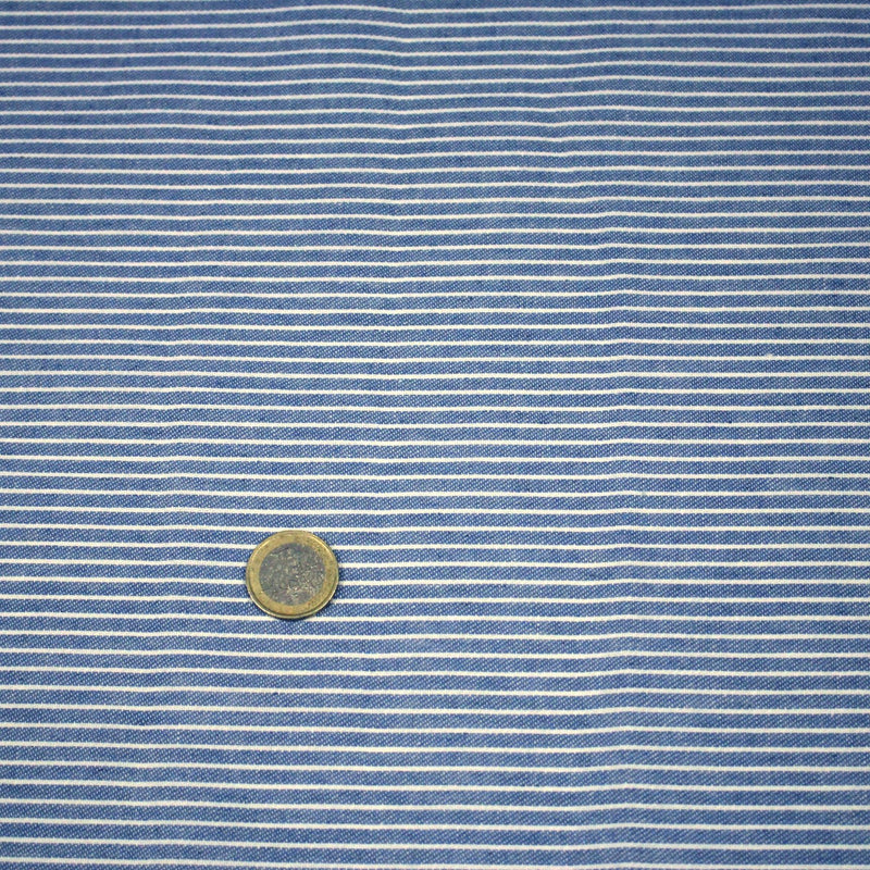 Tissu Chambray coton rayé : 4 couleurs dispo ! Marine, ciel, gris, noir - tissuspipi.com
