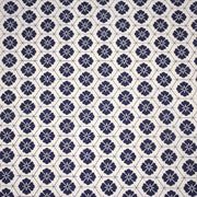 Tissu cotonnade motif japonais KIKKŌ HANABISHI, fleurs & hexagone, bleu & écru - tissuspipi.com