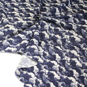 Tissu cotonnade motif de la vague d'HOKUSAI, tons bleus & écrus - tissuspipi.com