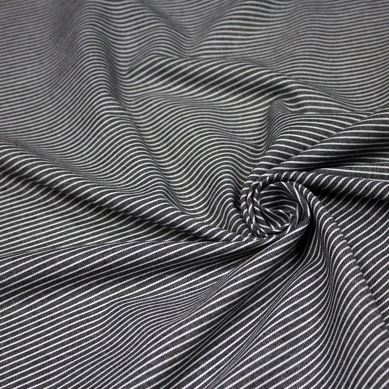 Tissu Chambray coton rayé : 4 couleurs dispo ! Marine, ciel, gris, noir - tissuspipi.com
