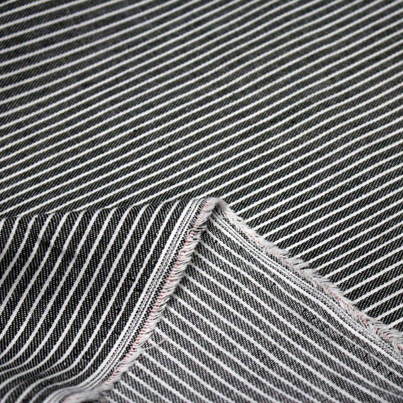 Tissu Chambray coton rayé : 4 couleurs dispo ! Marine, ciel, gris, noir - tissuspipi.com