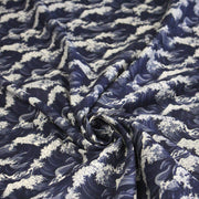 Tissu cotonnade motif de la vague d'HOKUSAI, tons bleus & écrus - tissuspipi.com