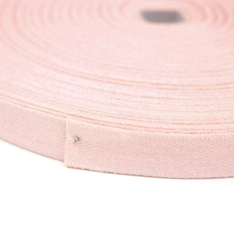 Ruban sergé de coton rose chair 15mm - Galette de 50 mètres - Fabrication française - tissuspipi.com