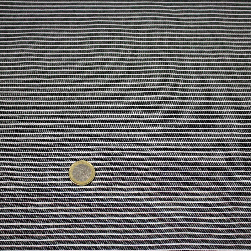 Tissu Chambray coton rayé : 4 couleurs dispo ! Marine, ciel, gris, noir - tissuspipi.com