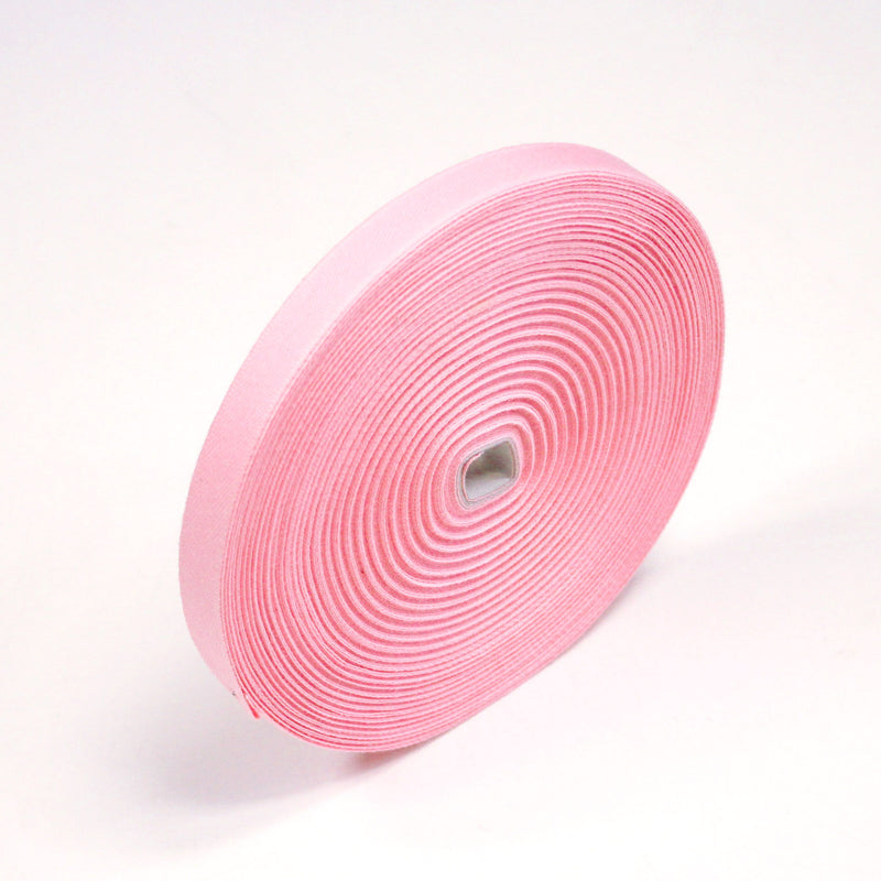Ruban sergé de coton rose pâle 15mm - Galette de 50 mètres - Fabrication française - tissuspipi.com