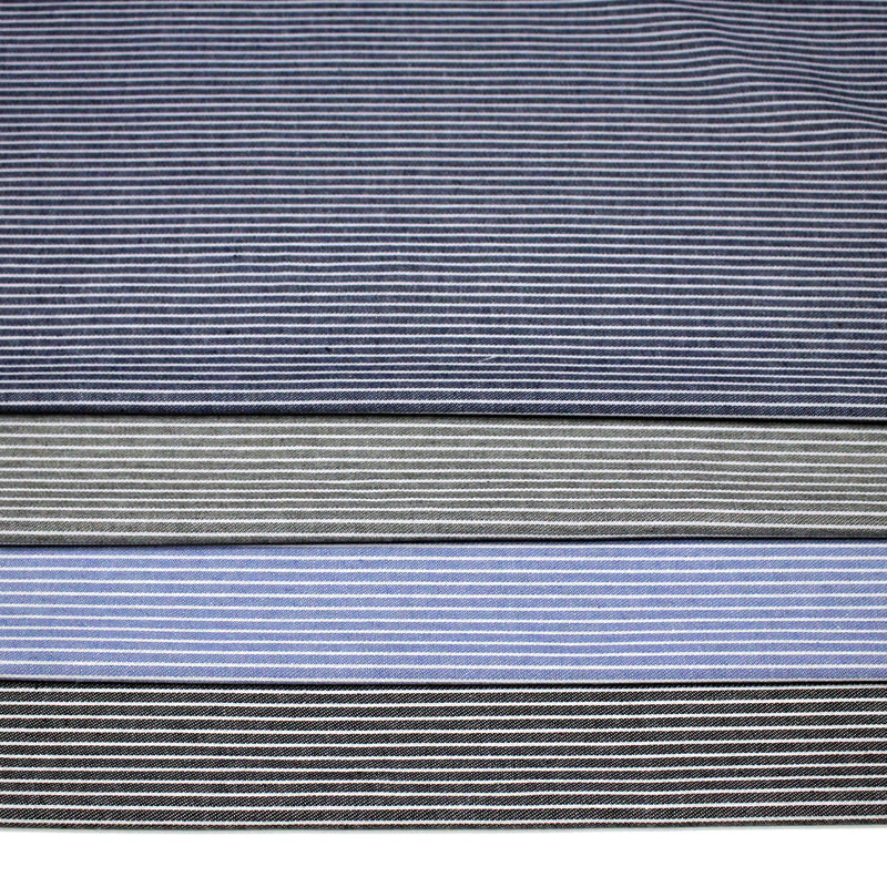 Tissu Chambray coton rayé : 4 couleurs dispo ! Marine, ciel, gris, noir - tissuspipi.com
