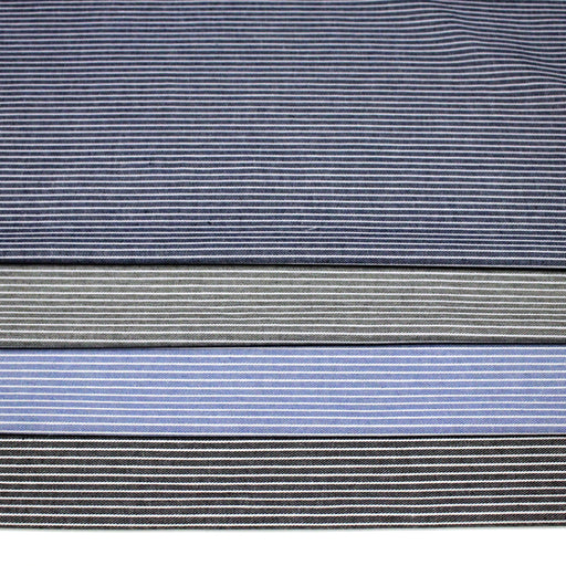 Tissu Chambray coton rayé : 4 couleurs dispo ! Marine, ciel, gris, noir - tissuspipi.com