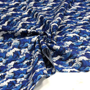 Tissu cotonnade motif japonais de la vague Kanagawa d’Hokusai, tons bleus & blancs - OEKO - TEX - tissuspipi.com