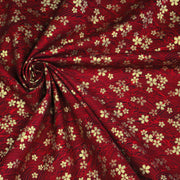 Tissu coton motif japonais vagues & fleurs sakura dorées : Bleu ou rouge - COLLECTION JAPON DORÉ - tissuspipi.com