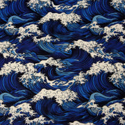 Tissu cotonnade motif japonais de la vague Kanagawa d’Hokusai, tons bleus & blancs - OEKO - TEX - tissuspipi.com