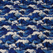Tissu cotonnade motif japonais de la vague Kanagawa d’Hokusai, tons bleus & blancs - OEKO - TEX - tissuspipi.com