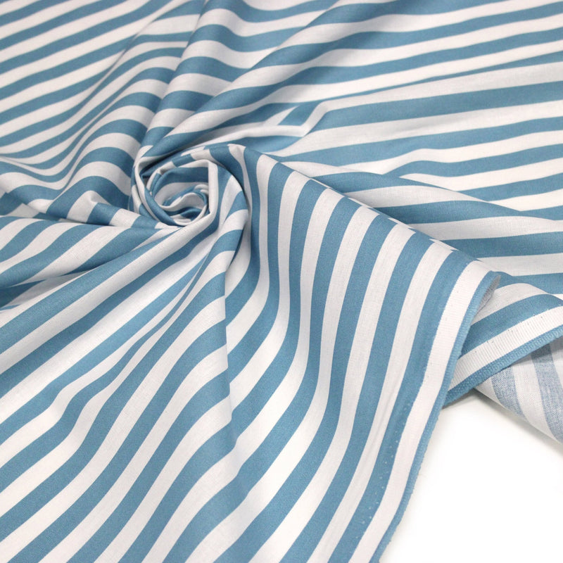Tissu cotonnade rayée 1cm : trois couleurs au choix : Bleu / Vert sauge / Ocre - STANDARD 100 OEKO-TEX - tissuspipi.com