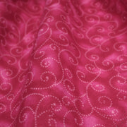 Tissu cotonnade faux-uni fuchsia aux arabesques roses, Grande largeur 280cm de large - MADE IN INDIA - tissuspipi.com