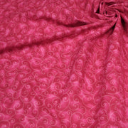 Tissu cotonnade faux-uni fuchsia aux arabesques roses, Grande largeur 280cm de large - MADE IN INDIA - tissuspipi.com