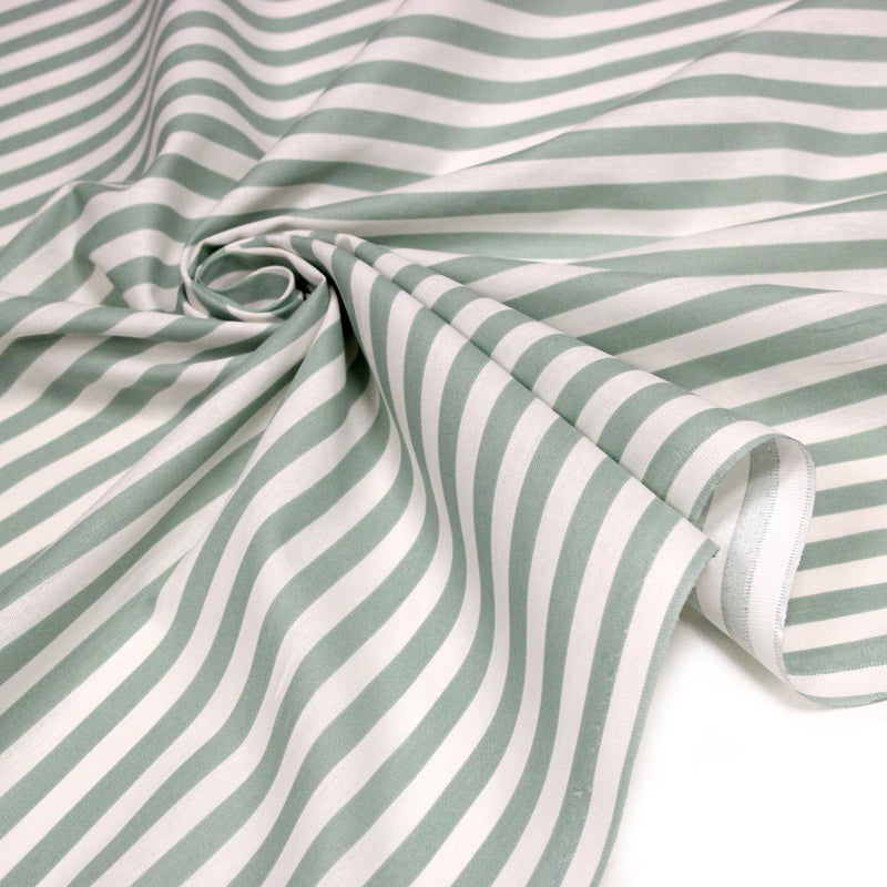 Tissu cotonnade rayée 1cm : trois couleurs au choix : Bleu / Vert sauge / Ocre - STANDARD 100 OEKO-TEX - tissuspipi.com