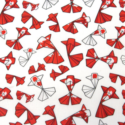 Tissu cotonnade motif japonais poissons koï origami rouge - OEKO - TEX - tissuspipi.com