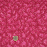 Tissu cotonnade faux-uni fuchsia aux arabesques roses, Grande largeur 280cm de large - MADE IN INDIA - tissuspipi.com