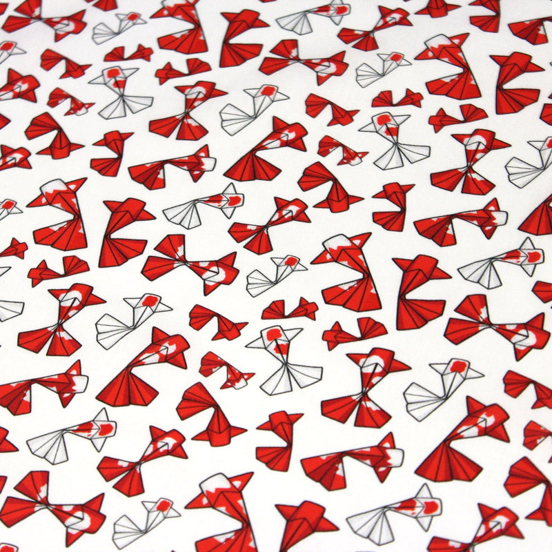 Tissu cotonnade motif japonais poissons koï origami rouge - OEKO - TEX - tissuspipi.com