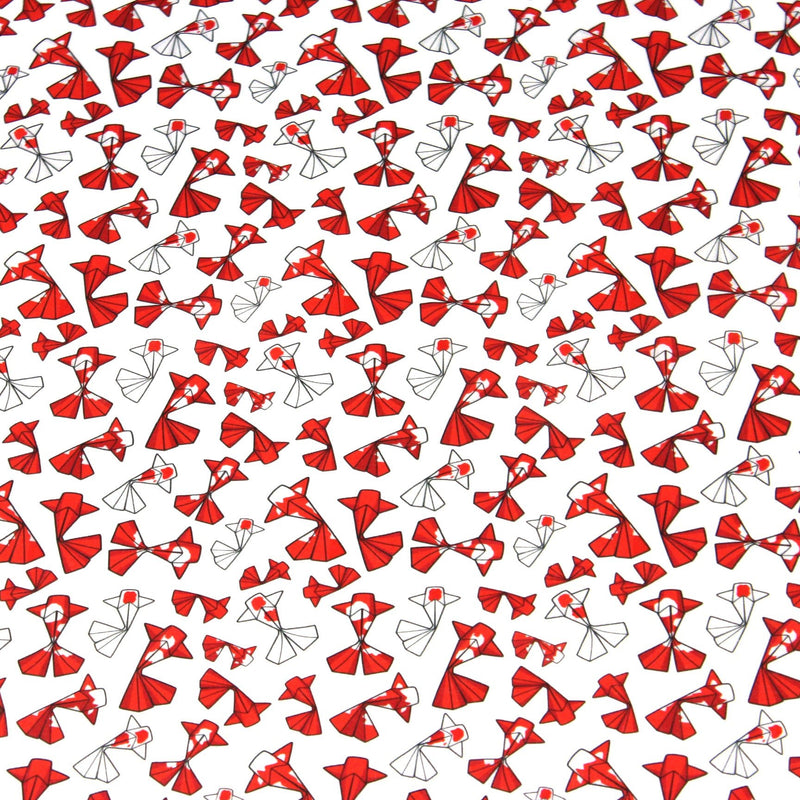 Tissu cotonnade motif japonais poissons koï origami rouge - OEKO - TEX - tissuspipi.com