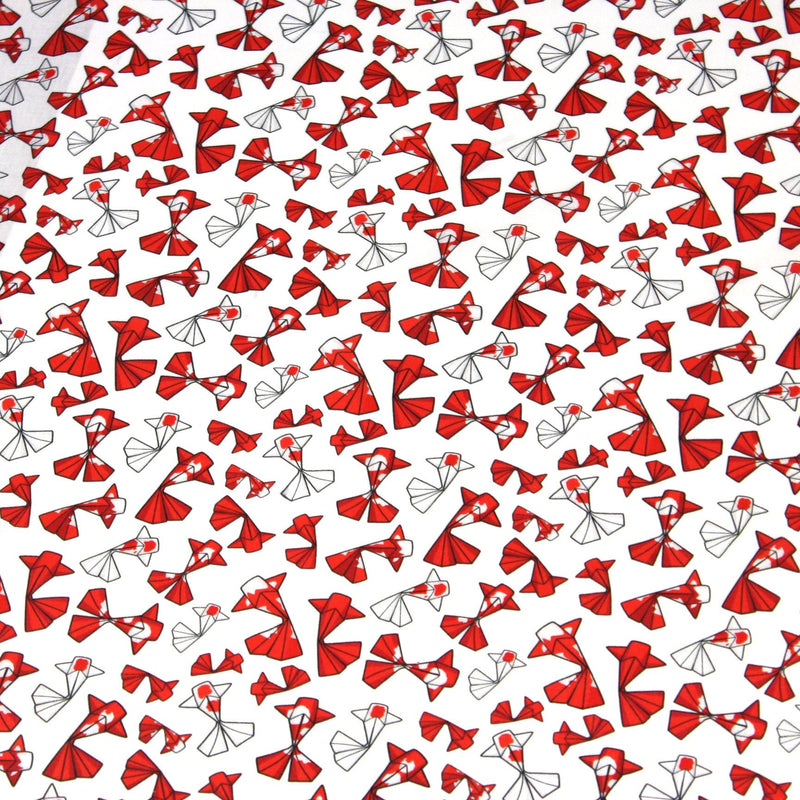 Tissu cotonnade motif japonais poissons koï origami rouge - OEKO - TEX - tissuspipi.com