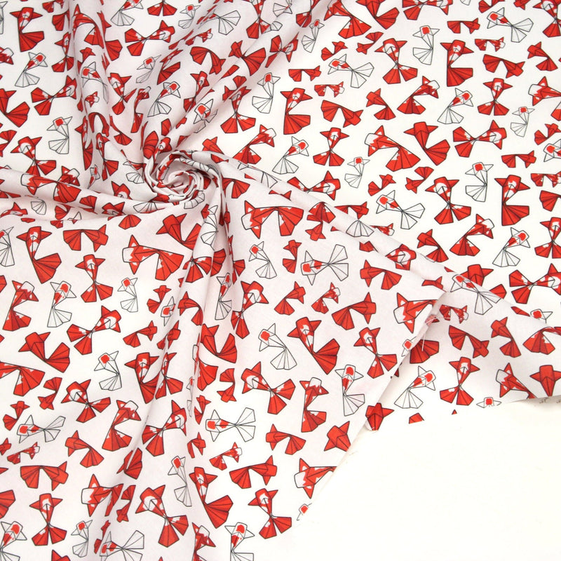Tissu cotonnade motif japonais poissons koï origami rouge - OEKO - TEX - tissuspipi.com