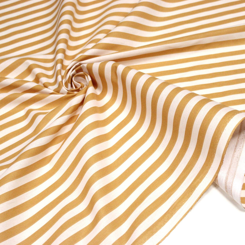 Tissu cotonnade rayée 1cm : trois couleurs au choix : Bleu / Vert sauge / Ocre - STANDARD 100 OEKO-TEX - tissuspipi.com