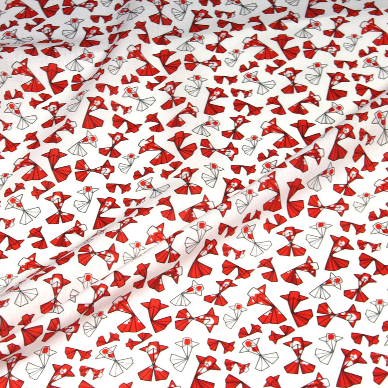 Tissu cotonnade motif japonais poissons koï origami rouge - OEKO - TEX - tissuspipi.com