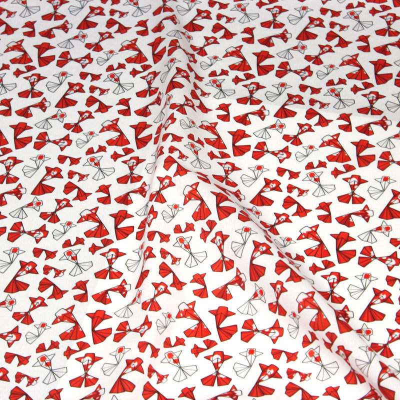 Tissu cotonnade motif japonais poissons koï origami rouge - OEKO - TEX - tissuspipi.com