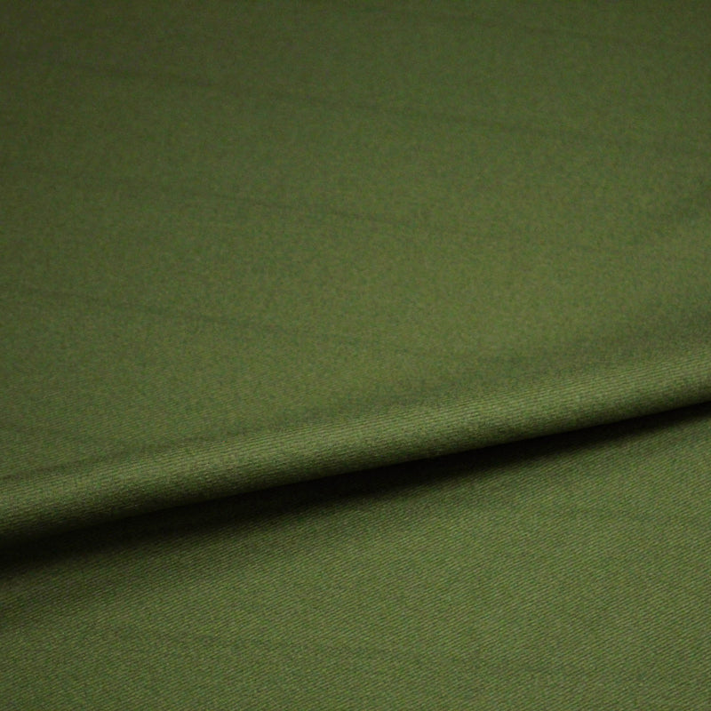 Tissu sergé lainage vert olive uni - Fabrication française - tissuspipi.com