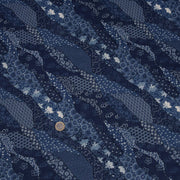 Tissu SHIBUYA, motifs japonais & faux - uni bleu : cotonnade ou gabardine - OEKO - TEX - tissuspipi.com