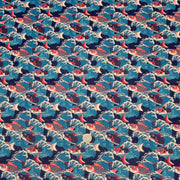 Tissu cotonnade motif japonais KOï aux poissons carpes koï rouges & vagues Hokusai - OEKO - TEX - tissuspipi.com